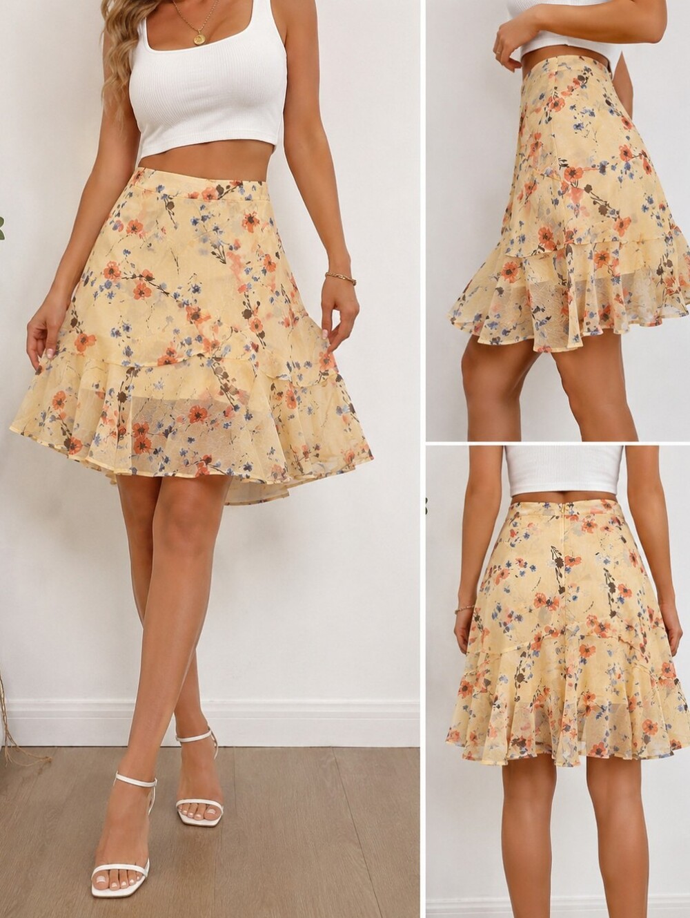 NWT Lulus Floral cottagecore Ruffled Mini Skirt Womens XL Nordstrom fairycore
